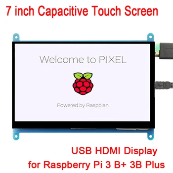 Raspberry Pi 7-инчов 1024x600 USB HDMI LCD Дисплей, Капацитивен Сензорен Екран Притежателя Калъф За Raspberry Pi 3 B + 3Б Плюс 2B PI3 PI2 A