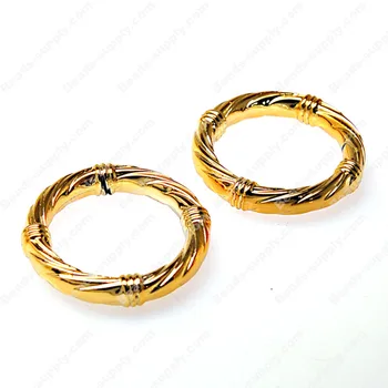 Мъниста, златна кръгло брънка от 32 mm, Пластмасово кръгло връзка с UV покритие, сребрист цвят, се продават на 230 бр за кг